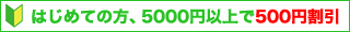 初めての方、5000円以上で500円割引!