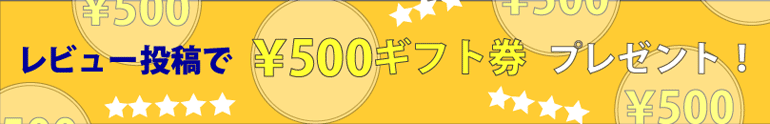 レビュー投稿で500円ギフト券プレゼント!