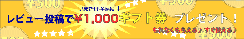 レビュー投稿でいまだけ1000円ギフト券プレゼント!