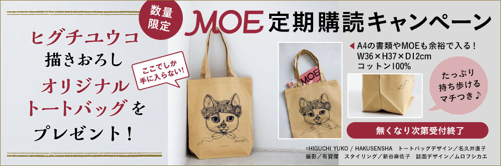月刊 MOE(モエ) 定期購読キャンペーン！「数量限定」ヒグチユウコ描きおろしオリジナルトートバッグをプレゼント！