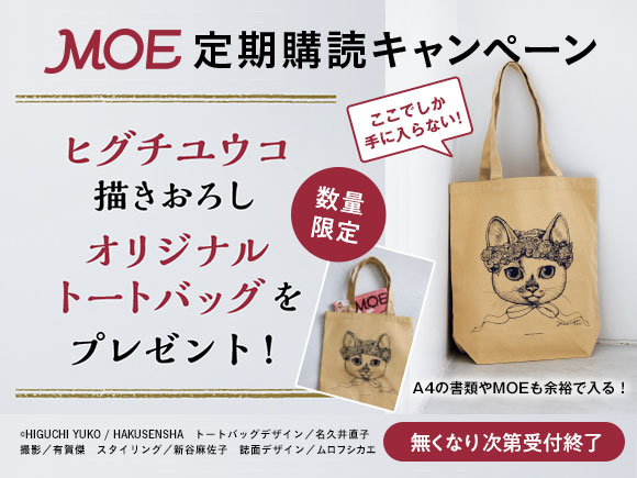 月刊 MOE(モエ) 定期購読キャンペーン！「数量限定」ヒグチユウコ描きおろしオリジナルトートバッグをプレゼント！