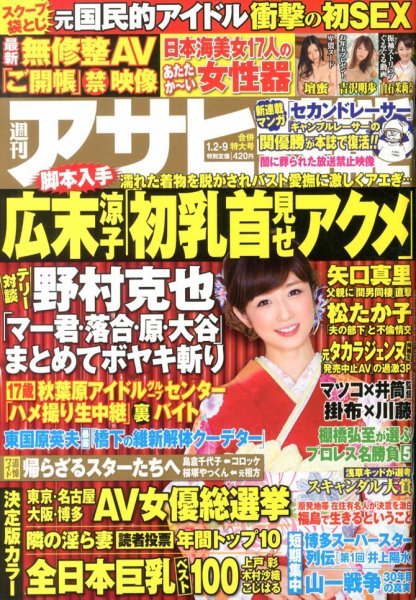 週刊アサヒ芸能 1/9号 (発売日2013年12月24日) 表紙