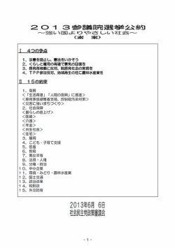 第23回参議院議員選挙 社民党 素案 (発売日2013年06月14日) 表紙