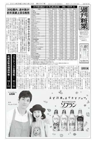 週刊粧業 第2941号 (発売日2014年09月15日) 表紙