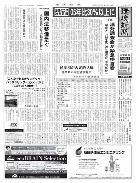 環境新聞 2269 (発売日2015年04月15日) 表紙