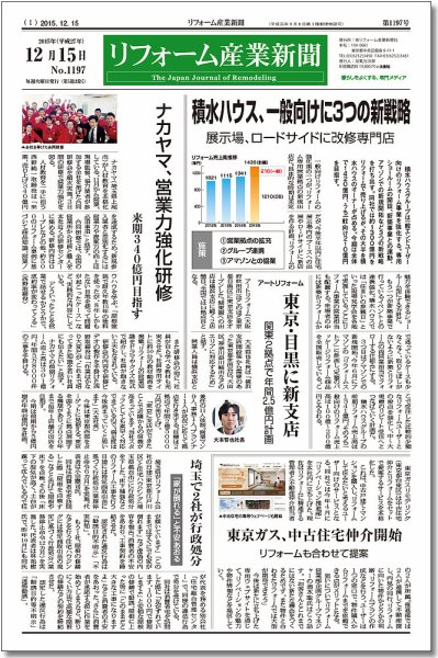 リフォーム産業新聞 15/12/15発売号 (発売日2015年12月15日) 表紙