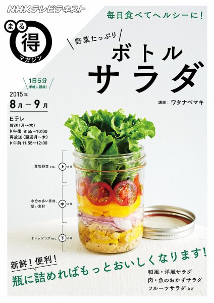 NHK まる得マガジン 毎日食べてヘルシーに！ 野菜たっぷりボトルサラダ2015年8月／9月 (発売日2015年07月29日) 表紙