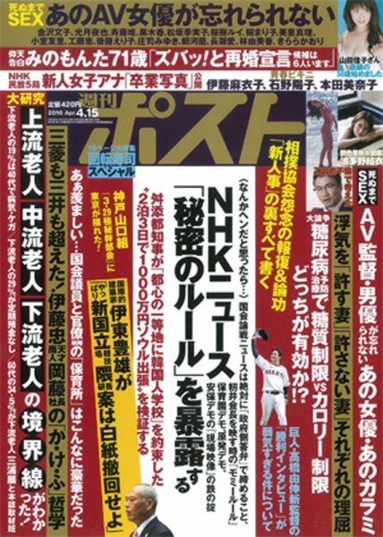 週刊ポスト 2016年4/15号 (発売日2016年04月04日) 表紙