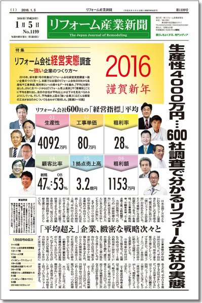 リフォーム産業新聞 16/01/05発売号 (発売日2016年01月05日) 表紙