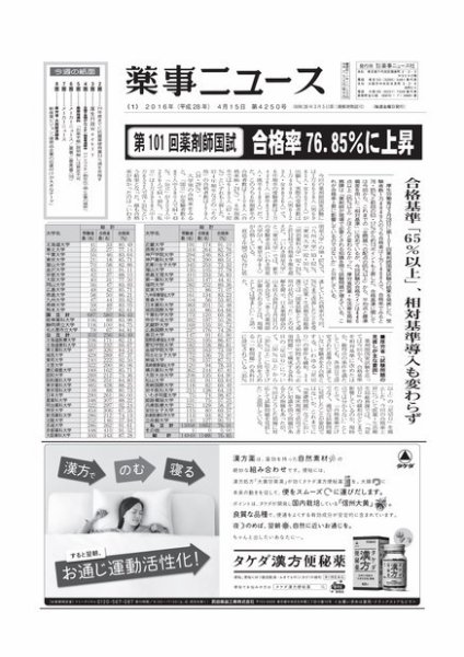 薬事ニュース 2016/04/15 (発売日2016年04月15日) 表紙