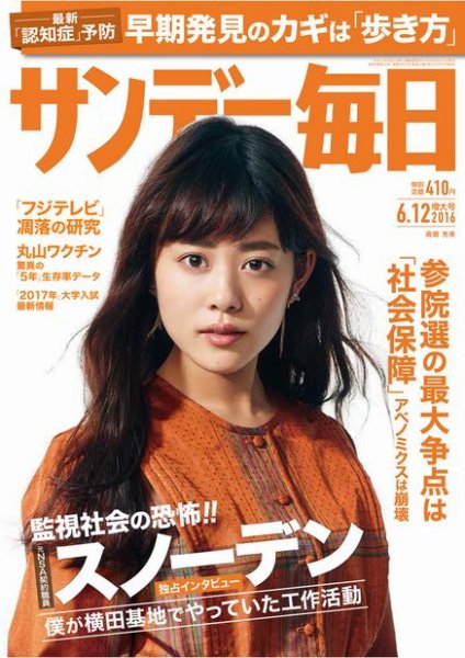サンデー毎日 2016年6/12号 (発売日2016年05月31日) 表紙