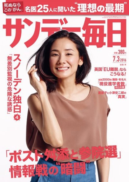 サンデー毎日 2016年7/3号 (発売日2016年06月21日) 表紙