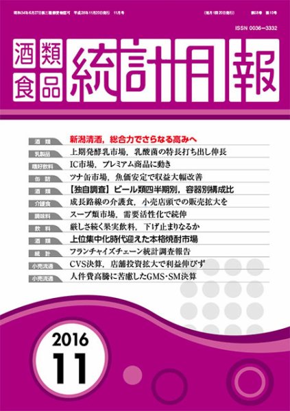 酒類食品統計月報 2016年11月号 (発売日2016年11月30日) 表紙