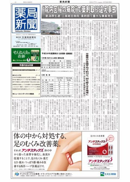 薬局新聞 2017年06月14日発売号 表紙