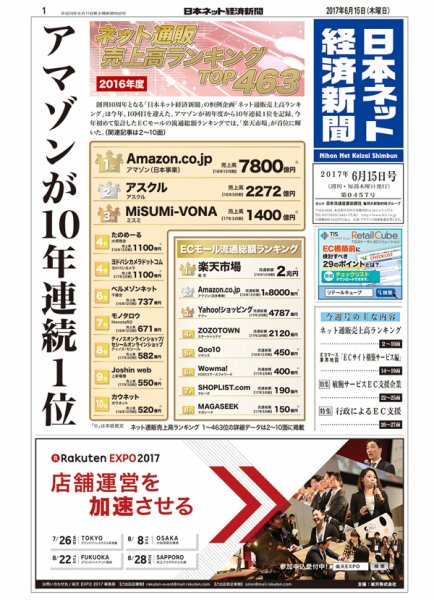 日本ネット経済新聞 2017年06月15日発売号 表紙