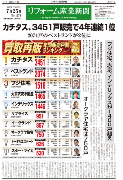 リフォーム産業新聞 17/07/25発売号 (発売日2017年07月25日) 表紙