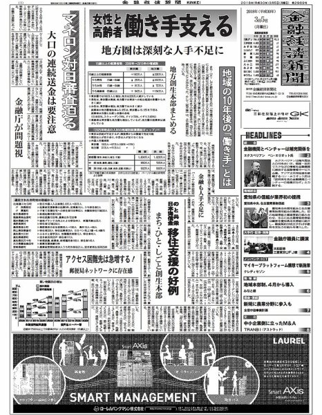 金融経済新聞 第2969号 (発売日2018年03月05日) 表紙