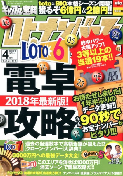 ギャンブル宝典ロト・ナンバーズ当選倶楽部 2018年4月号 (発売日2018年03月05日) 表紙