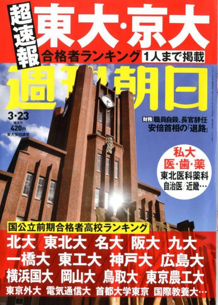 週刊朝日 2018年3/23号 (発売日2018年03月13日) 表紙