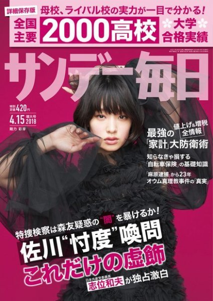 サンデー毎日 2018年4/15号 (発売日2018年04月03日) 表紙