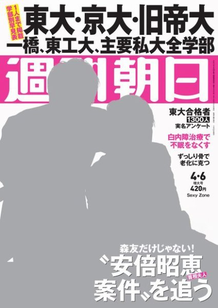 週刊朝日 2018年4/6号 (発売日2018年03月27日) 表紙