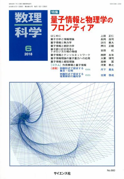 数理科学 2018年6月号 (発売日2018年05月19日) 表紙