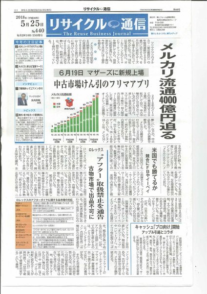 リユース経済新聞 2018年05月25日発売号 表紙