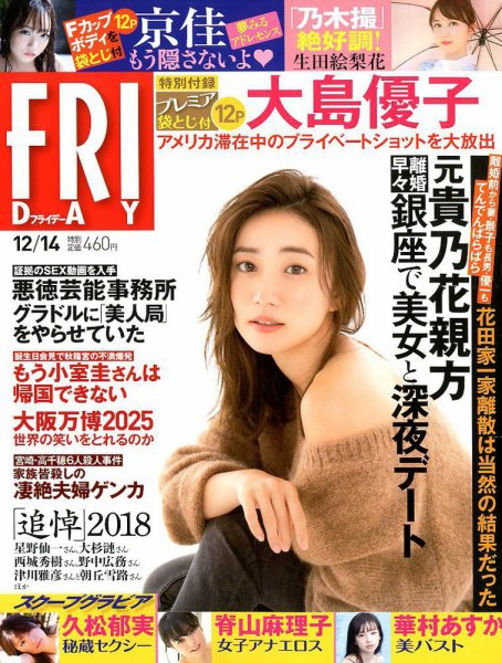FRIDAY（フライデー） 2018年12/14号 (発売日2018年11月30日) 表紙