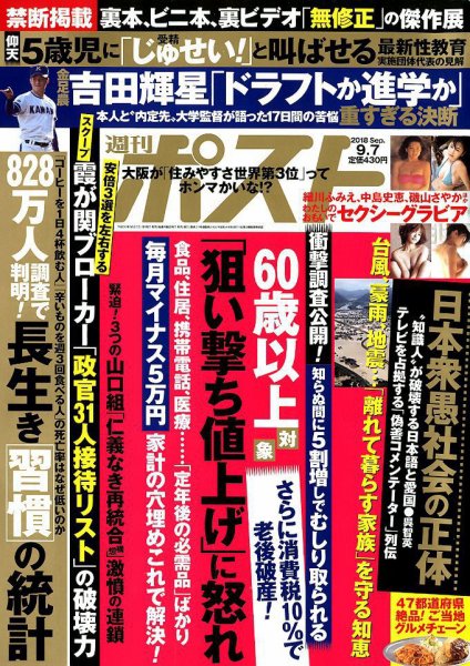 週刊ポスト 2018年9/7号 (発売日2018年08月27日) 表紙