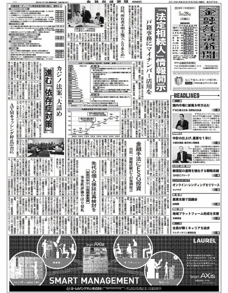 金融経済新聞 第2979号 (発売日2018年05月28日) 表紙