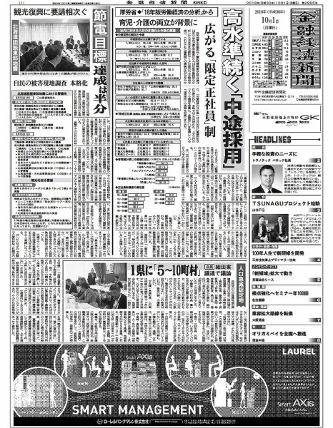 金融経済新聞 第2995号 (発売日2018年10月01日) 表紙