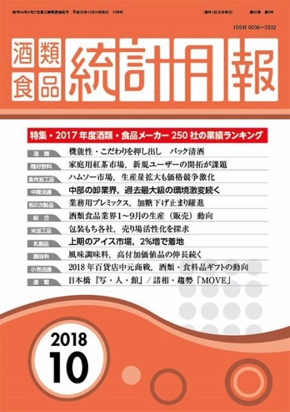 酒類食品統計月報 2018年10月 (発売日2018年10月31日) 表紙