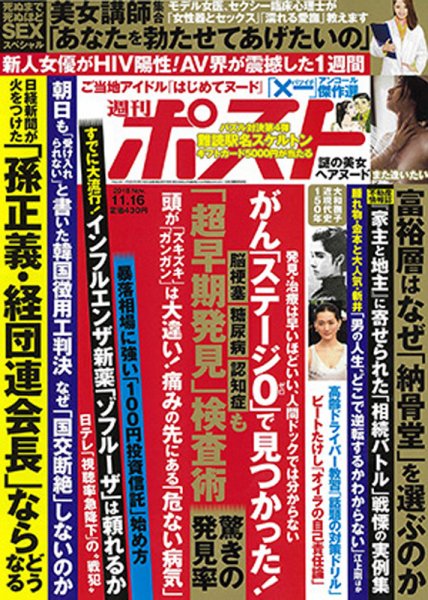 週刊ポスト 2018年11/16号 (発売日2018年11月05日) 表紙