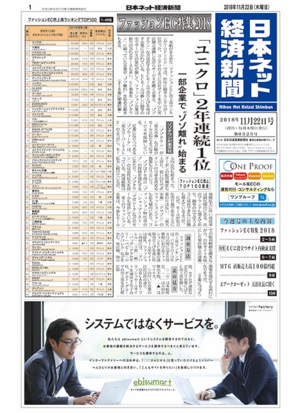 日本ネット経済新聞 0525 (発売日2018年11月22日) 表紙