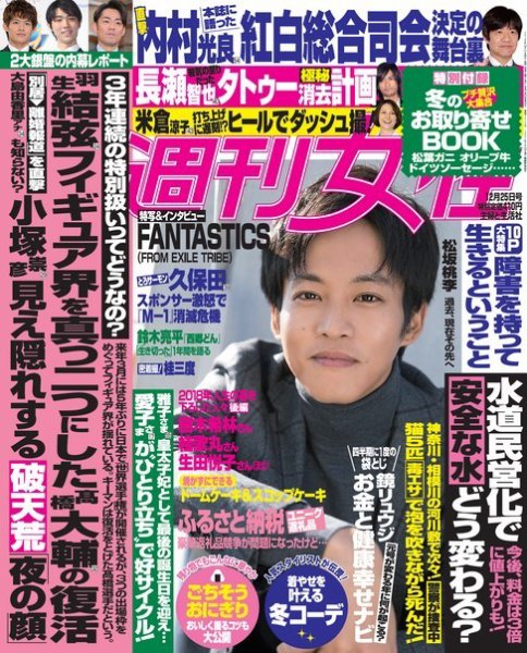 週刊女性 2018年12/25号 (発売日2018年12月11日) 表紙