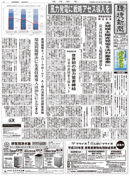 環境新聞 2433 (発売日2018年09月19日) 表紙
