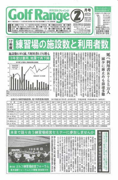 月刊ゴルフレインジ（Golf Range） 第557号 (発売日2019年01月25日) 表紙