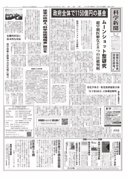 科学新聞 2019年12月20日発売号 表紙