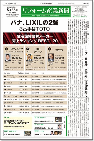 リフォーム産業新聞 19/08/26発売号 (発売日2019年08月26日) 表紙
