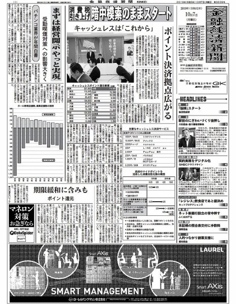 金融経済新聞 第3039号 (発売日2019年10月07日) 表紙