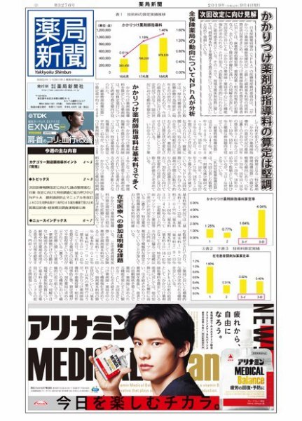 薬局新聞 2019年09月04日発売号 表紙