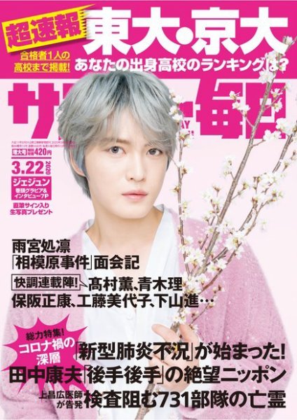 サンデー毎日 2020年3/22号 (発売日2020年03月12日) 表紙