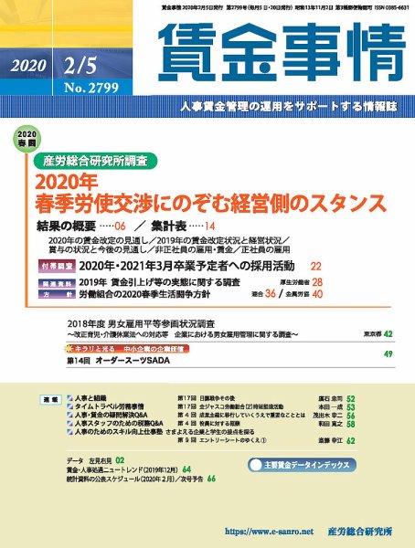 賃金事情 2020.02.05号 (発売日2020年02月05日) 表紙