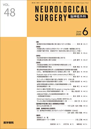 脳神経外科 Vol.48 No.6 (発売日2020年06月10日) 表紙