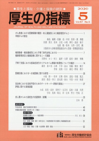 厚生の指標 2020年5月号 (発売日2020年05月23日) 表紙