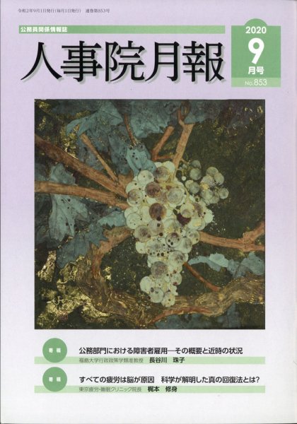 人事院月報 2020年9月号 (発売日2020年09月14日) 表紙