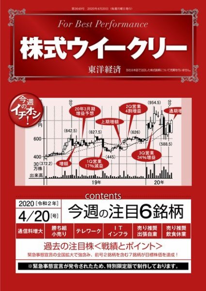 株式ウイークリー 2020年4月20日号 (発売日2020年04月20日) 表紙
