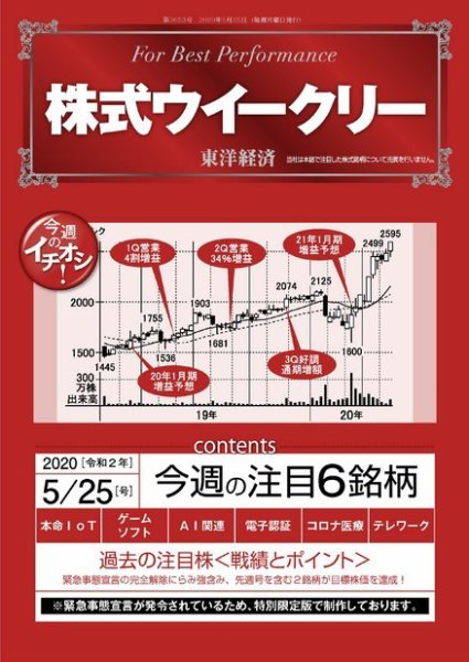 株式ウイークリー 2020年5月25日号 (発売日2020年05月25日) 表紙