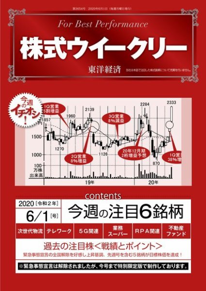 株式ウイークリー 2020年6月1日号 (発売日2020年06月01日) 表紙