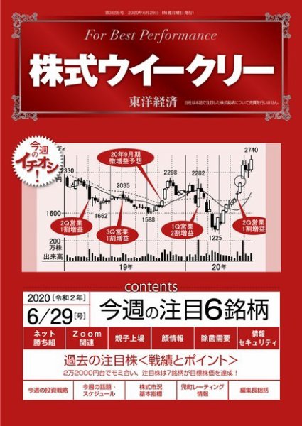 株式ウイークリー 2020年6月29日号 (発売日2020年06月29日) 表紙